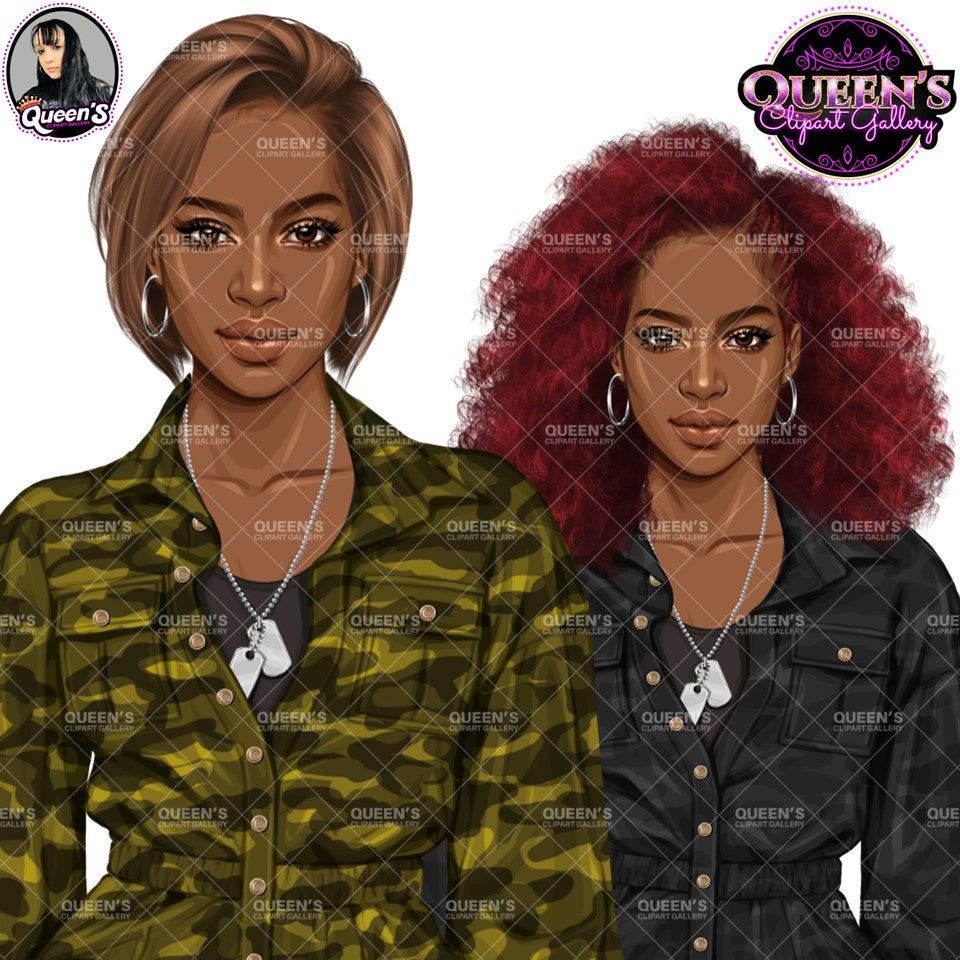 Army Clipart, Afro Military Woman Clipart, Fashion Girl Clipart, Veteran Day Clipart, Afro Female Troops, Memorial Day, Veteran, Soldier