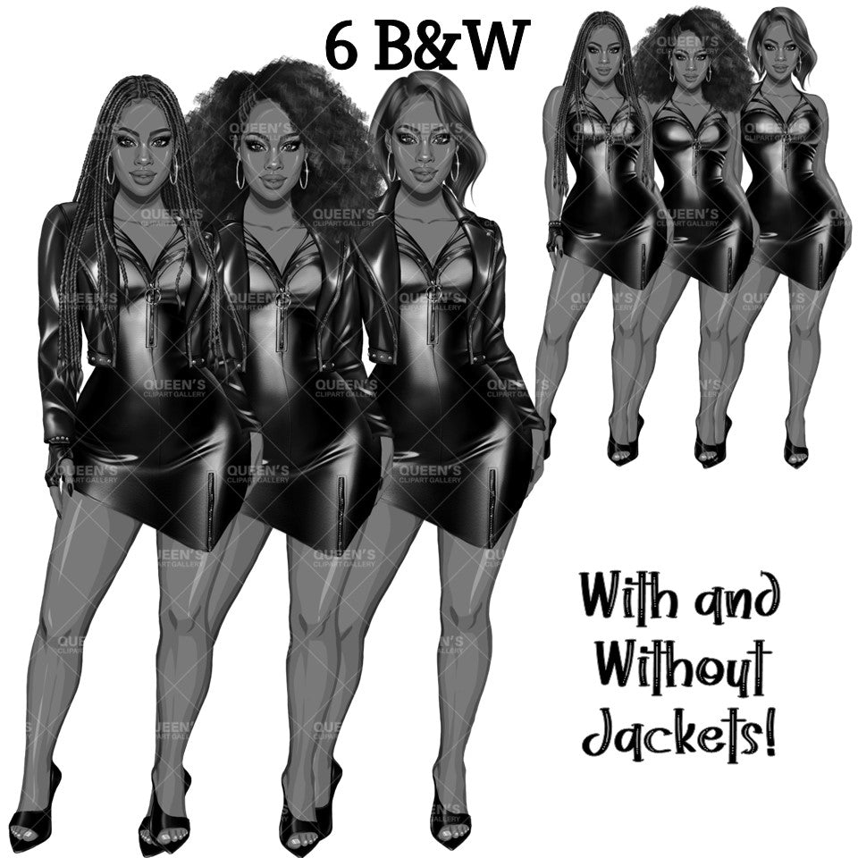 Afro woman in leather dress, Girl boss, Lady boss, Black girl magic, Fashion girl clipart, Fashion illustration clipart, Curvy girl clipart