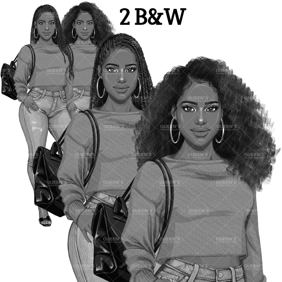 Denim jeans Afro girl, Afro girl clipart, Teenager clipart, Fashion girl clipart, Fashion illustration, Teen Afro girl, Denim Girl Clipart