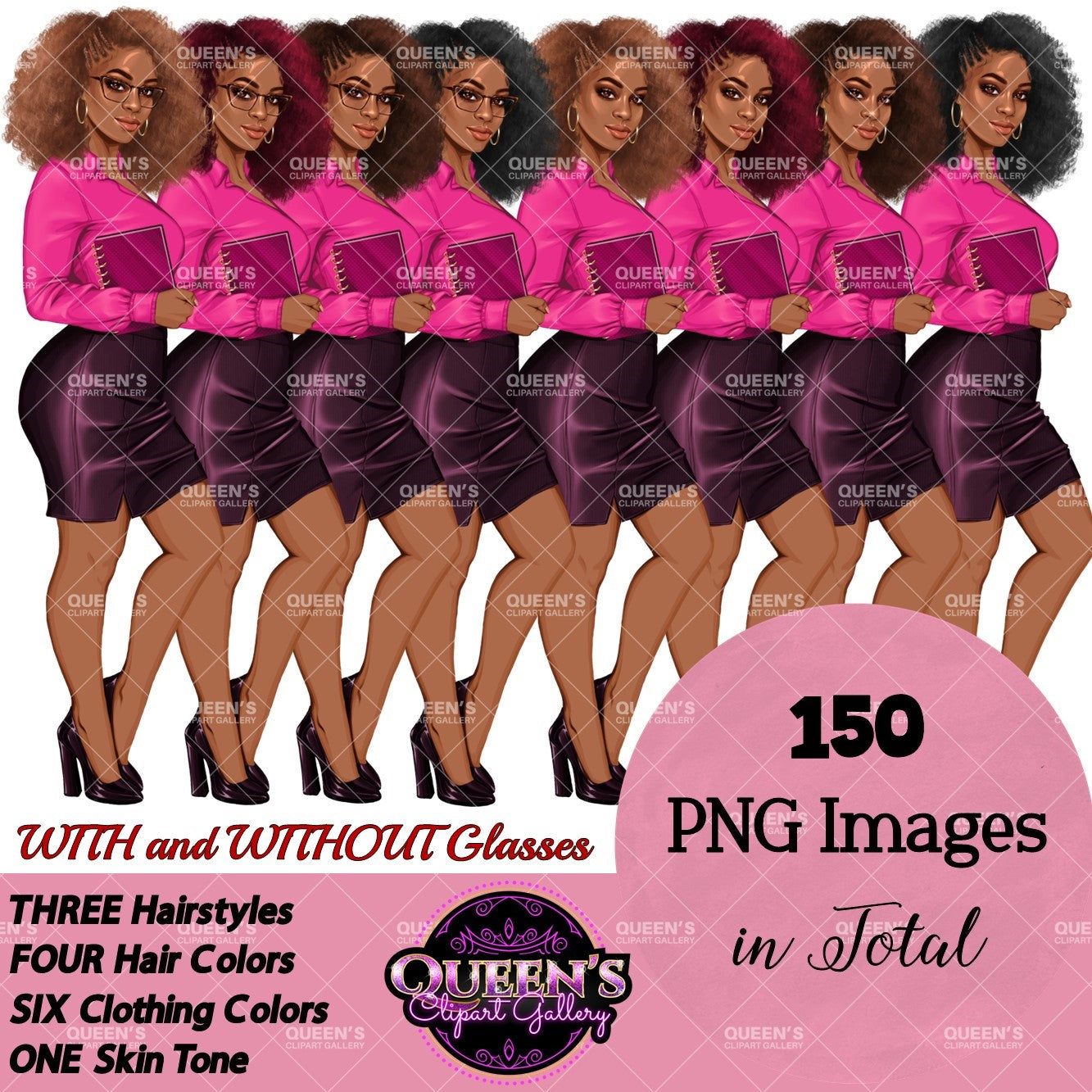 Business planner clipart, Lady boss clipart, Afro girl clipart, Fashion girl clipart, Teacher clipart, Black girl magic, Business woman