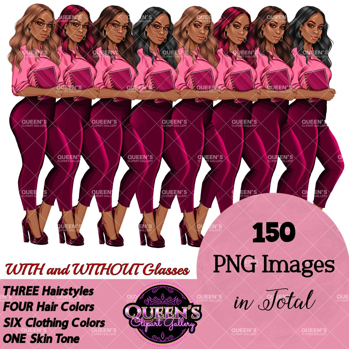Planner girl clipart, Lady boss clipart, Afro girl clipart, Fashion girl clipart, Teacher clipart, Black girl magic, African American woman