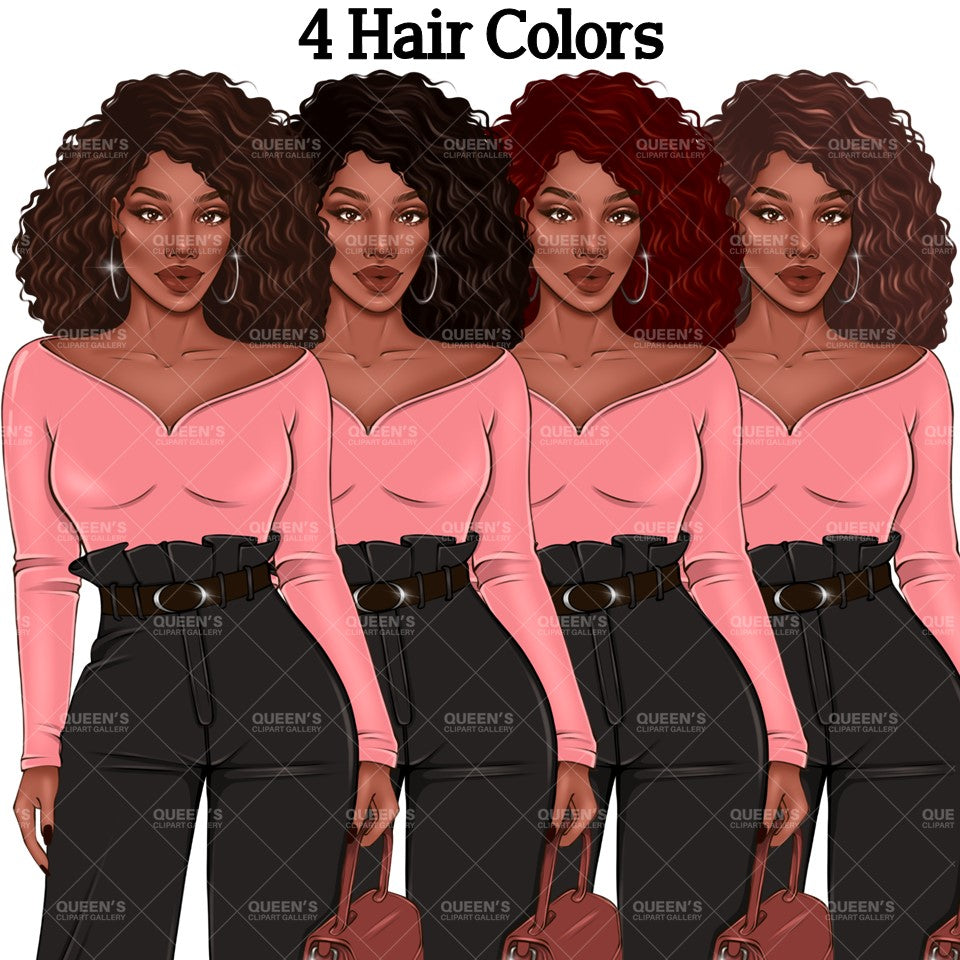 Black girl magic PNG, Afro girl clipart, Fashion girl clipart, Black woman clipart, Boss lady, Curvy girl clipart, African American woman
