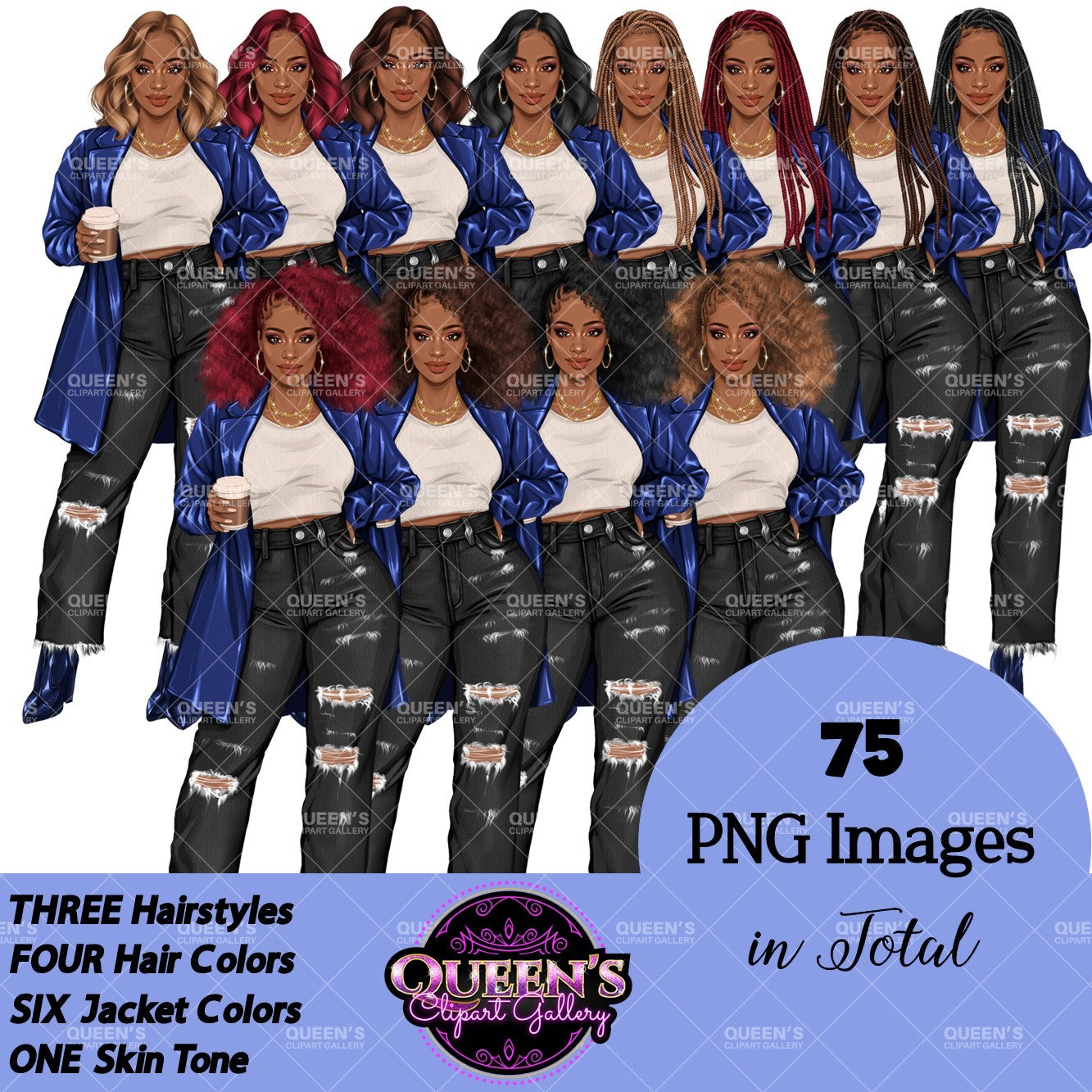 Coffee Girl Clipart, Denim Jeans Girl, Jeans Girl, Afro Girl Clipart, Fashion Girl Clipart, Jeans Girl Clipart, African American Clipart