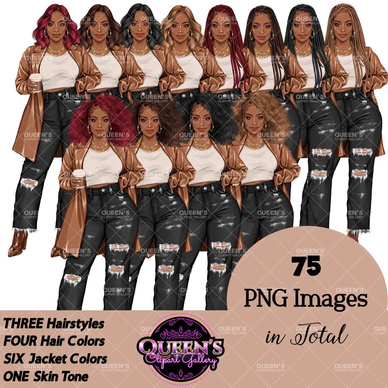 Coffee Girl Clipart, Denim Jeans Girl, Jeans Girl, Afro Girl Clipart, Fashion Girl Clipart, Jeans Girl Clipart, African American Clipart