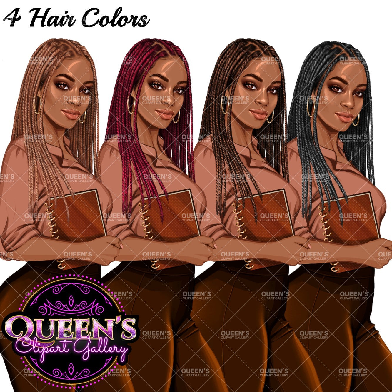 Planner girl clipart, Lady boss clipart, Afro girl clipart, Fashion girl clipart, Teacher clipart, Black girl magic, African American woman