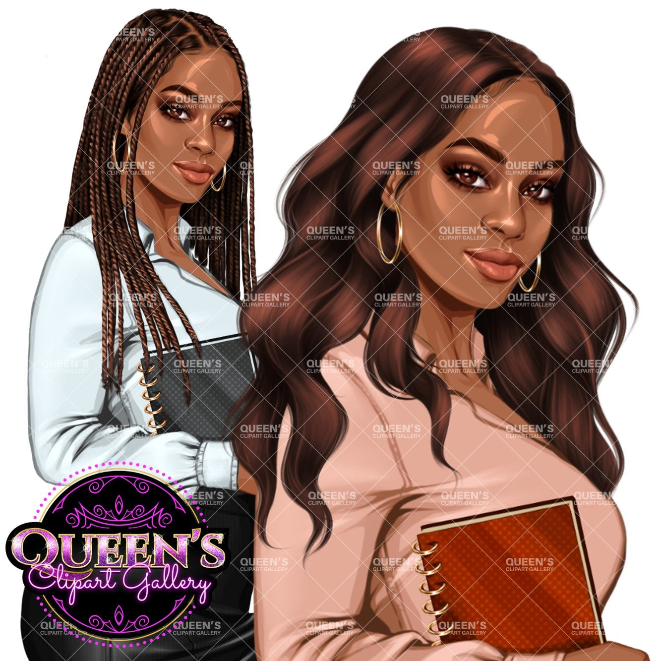 Business planner clipart, Lady boss clipart, Afro girl clipart, Fashion girl clipart, Teacher clipart, Black girl magic, Business woman