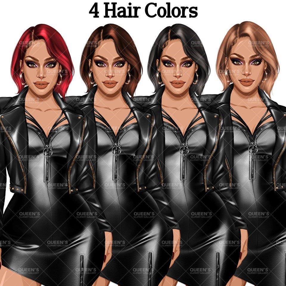 Afro woman in leather dress, Girl boss, Lady boss, Black girl magic, Fashion girl clipart, Fashion illustration clipart, Curvy girl clipart