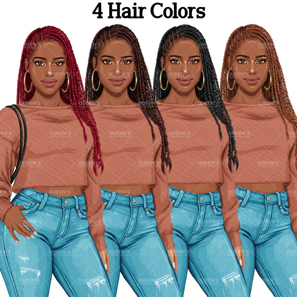 Denim jeans Afro girl, Afro girl clipart, Teenager clipart, Fashion girl clipart, Fashion illustration, Teen Afro girl, Denim Girl Clipart