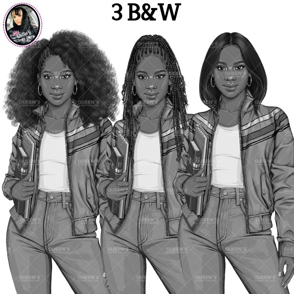 Teenager, Denim jeans girl, Jeans girl clipart, Afro Teen clipart, Fashion girl clipart, Fashion illustration, Student clipart, Denim Girl, Teen