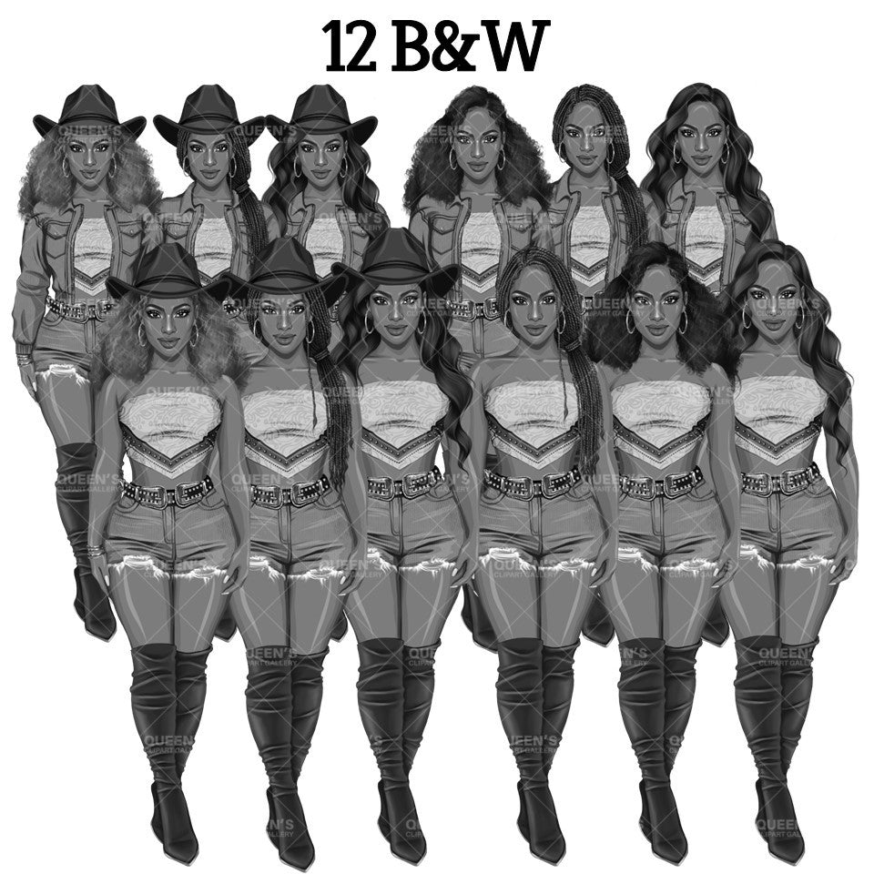 Country girl clipart, Jeans girl clipart, Summer girl clipart, Denim jeans, Woman clipart, Fashion girl clipart, Fashion illustration, Black girl magic, African American woman