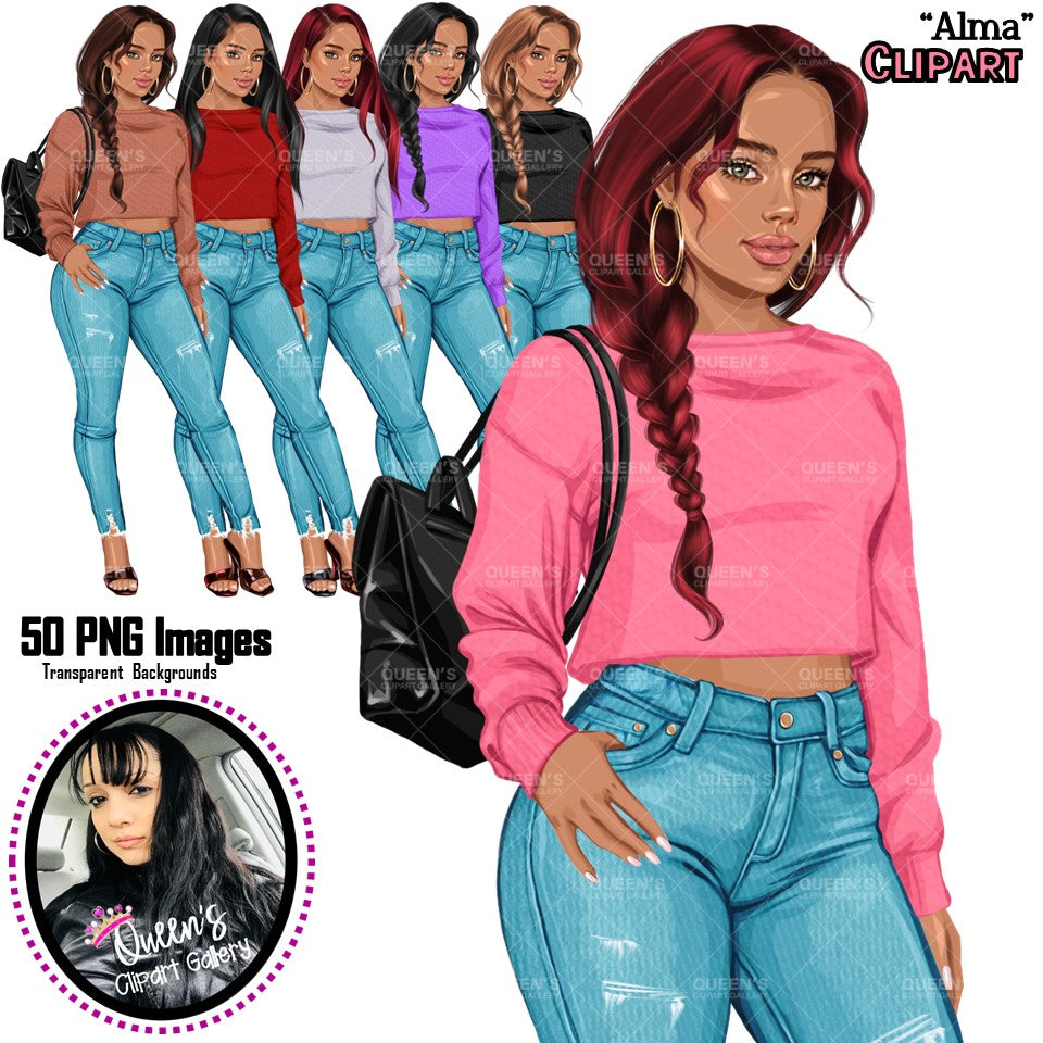 Denim jeans girl, Jeans girl clipart, Teenager clipart, Fashion girl clipart, Fashion illustration, Teen girl clipart, Denim Girl Clipart