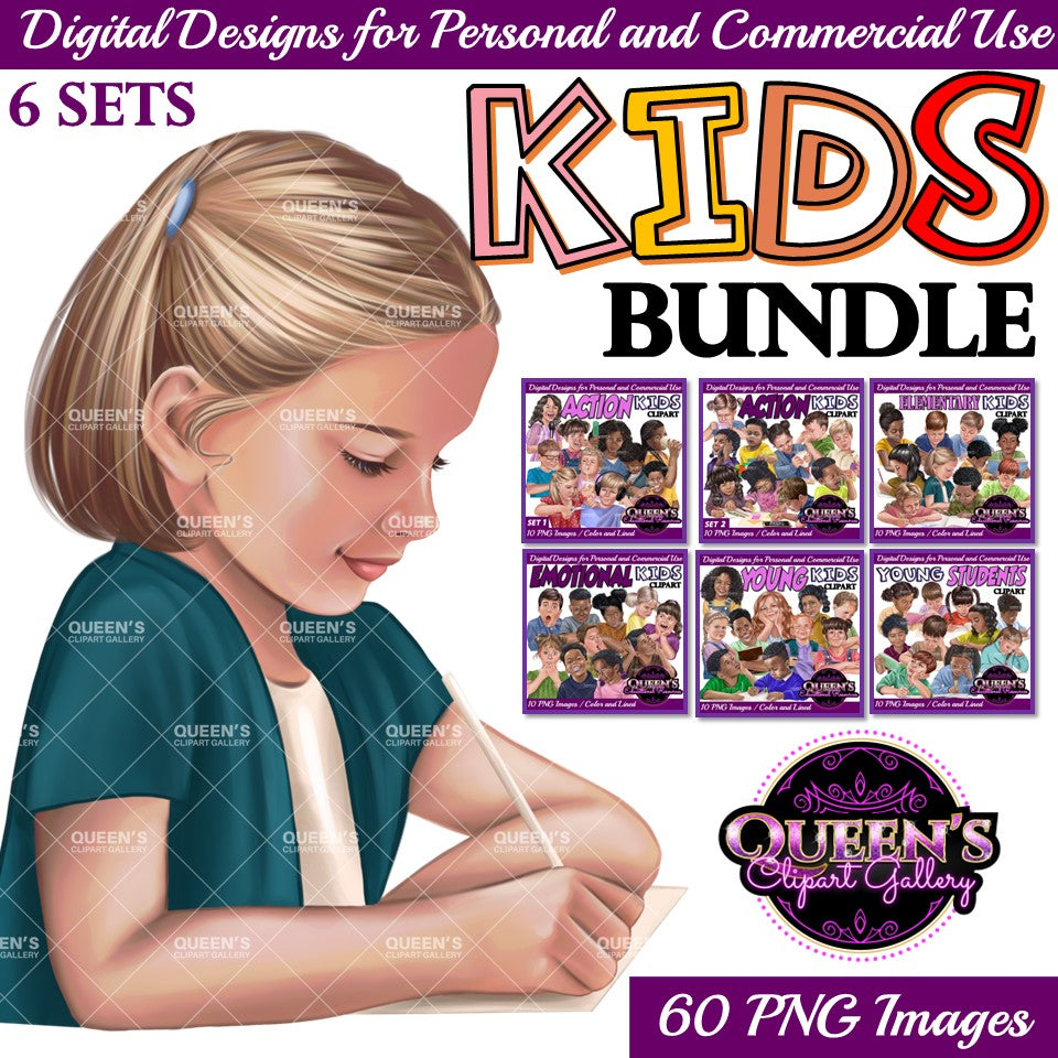 Young students reading and writing, Elementary students, Primary grades students, Kids, Kiddos, Student clipart, Children clipart, Young kids clipart, Back to School, young girl clipart, young boy clipart, Students reading