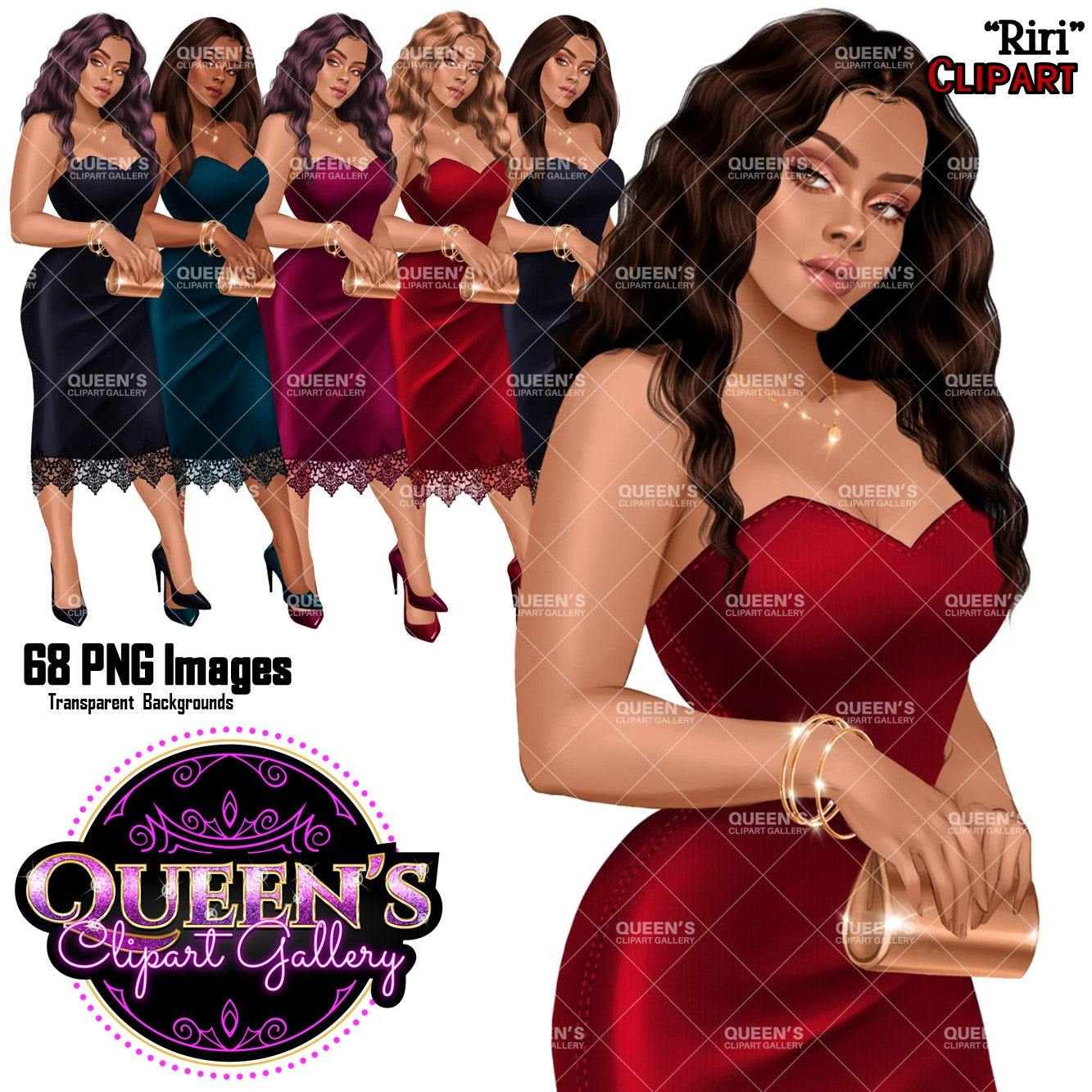 Woman in Red Dress, Lady boss, Woman clipart, Fashion girl clipart, Fashion illustration clipart, Curvy girl, Woman in dress, Fashion woman