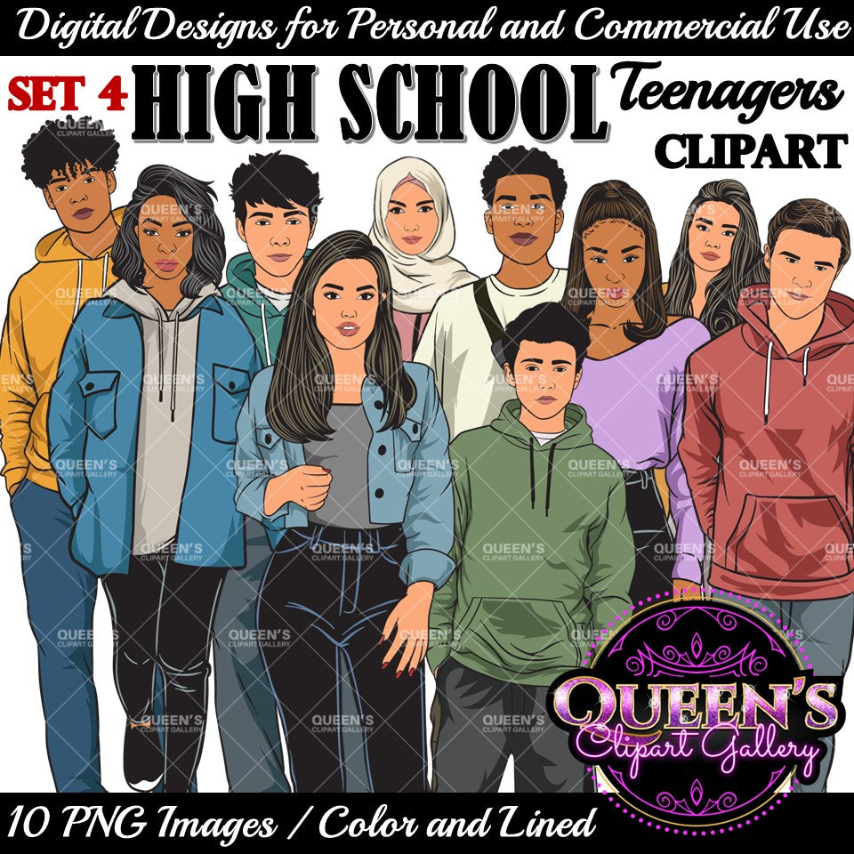 Teenagers, Teens, Back to school, School, Students, Male Teen Clipart, Female Teen Clipart, Teenager Girl Clipart, Teenager Boy Clipart, Student Boy Clipart