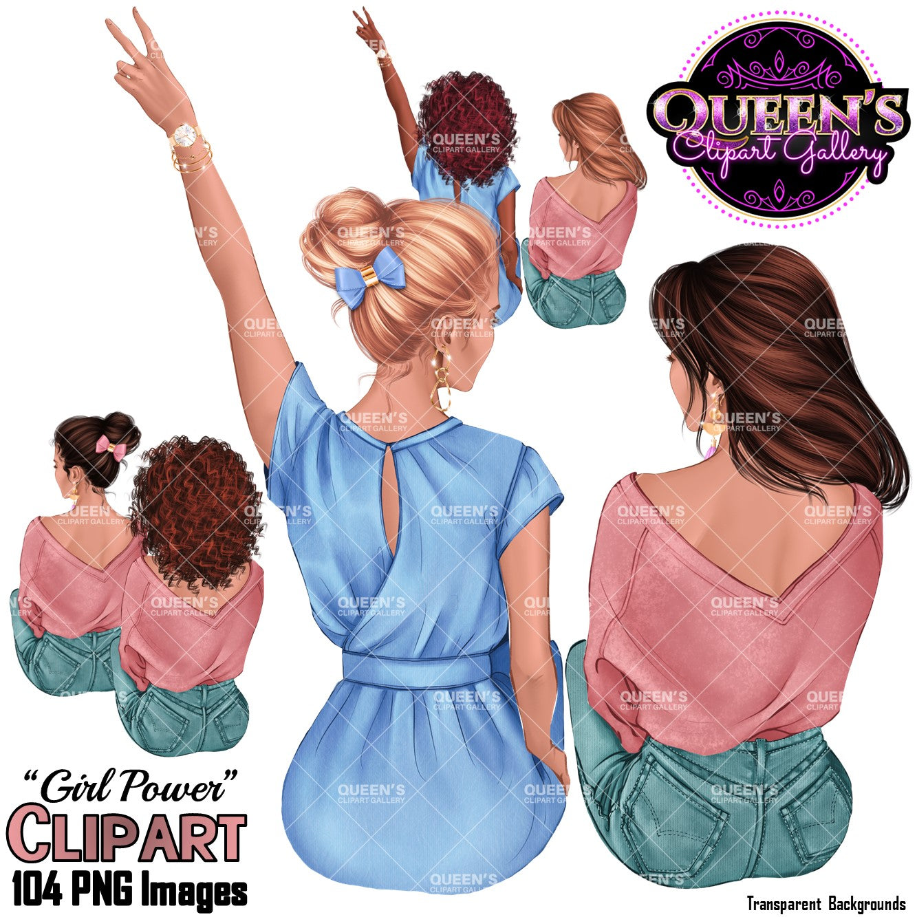 Best friends clipart, Soul sisters clipart, Besties clipart, Friends clipart, Bff clipart, Afro girls clipart, Friendship clipart, Denim girls