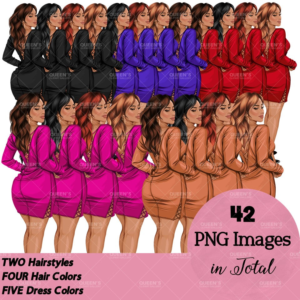 Back view, Red dress, Elegant woman, Fashion girl clipart, Fashion illustration clipart, Woman clipart png, Woman in dress, Curvy woman png