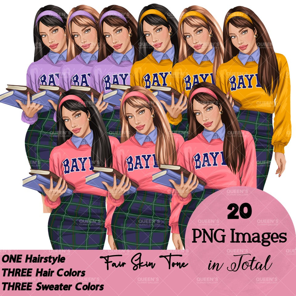 School girl clipart, Fashion girl clipart, Fashion illustration clipart, High school student clipart, Teenager clipart, Woman clipart, Curvy girl png, Girl boss, Planner girl