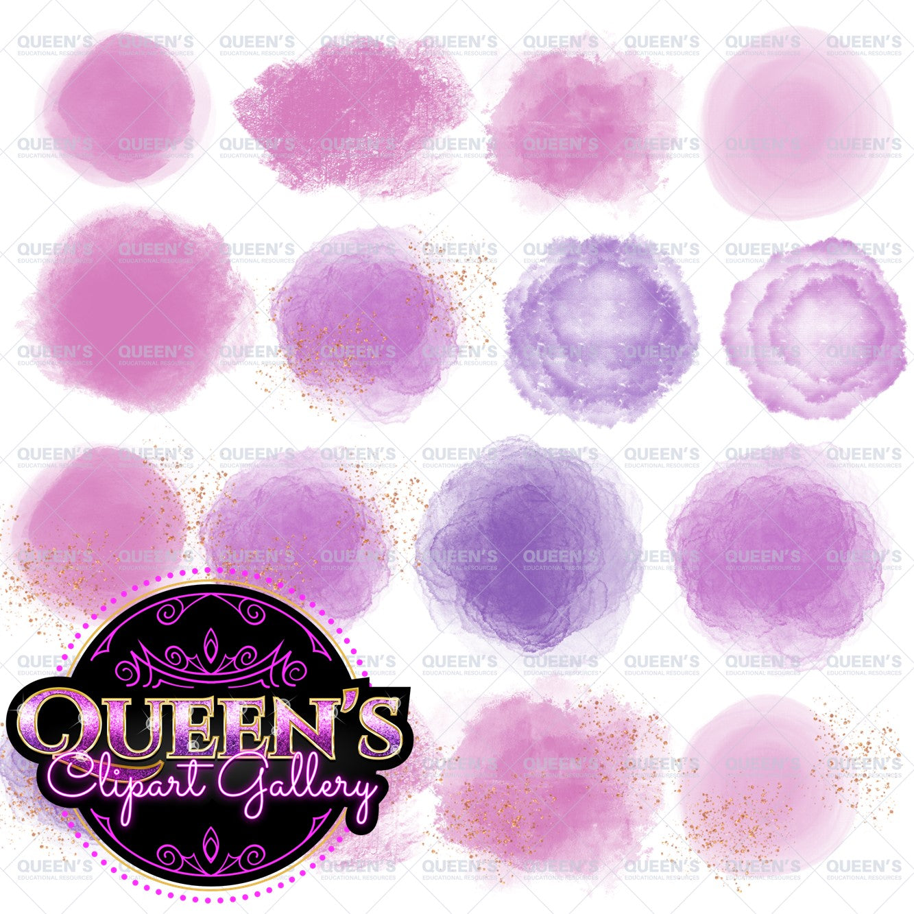 Watercolor Splashes and Brushstrokes Clipart, Watercolor Blobs, Watercolor Elements, PNG Watercolor Shapes Graphics Instant Download