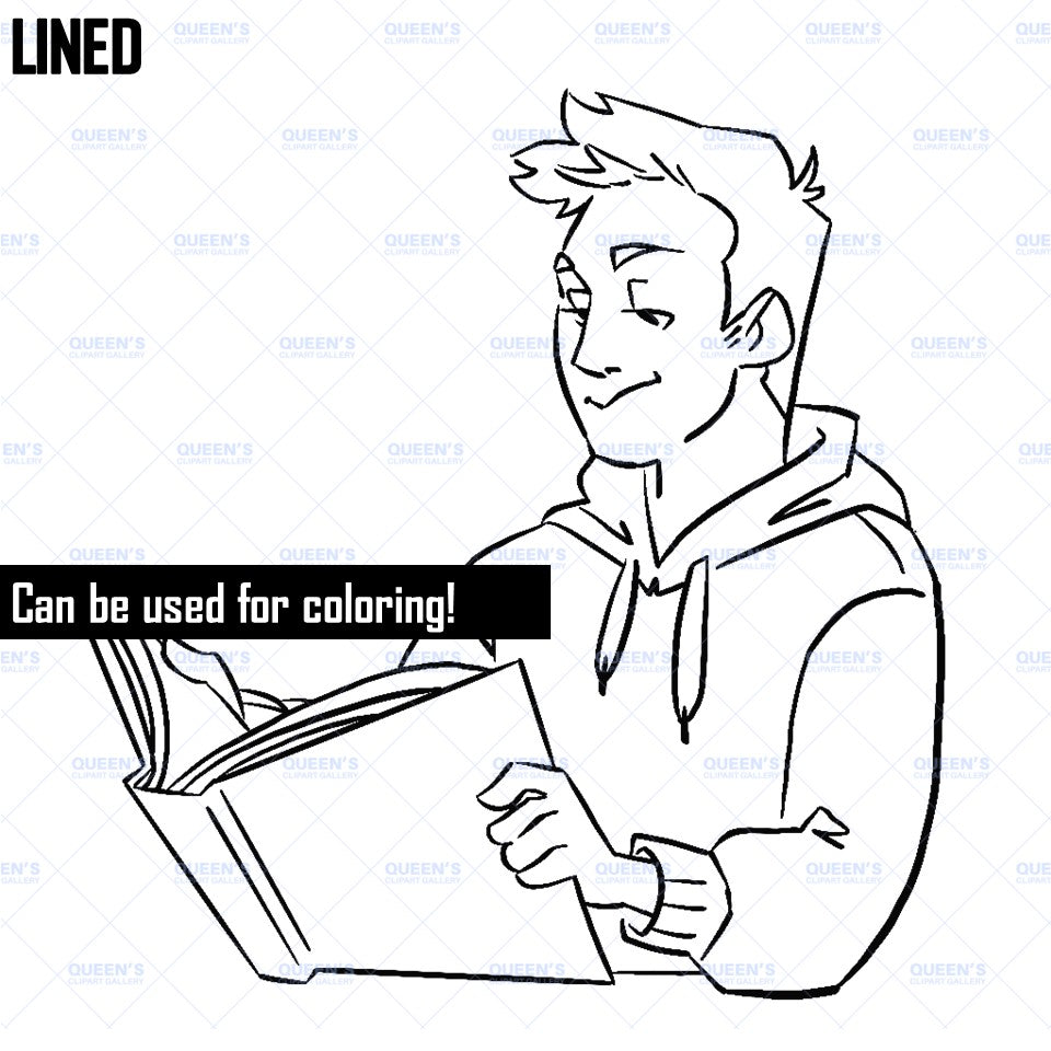 Teen clipart, Teen reading, Cartoonish illustration, Comic illustration, Clipart, Comic style people, Teenager, Back to school, cartoon teen