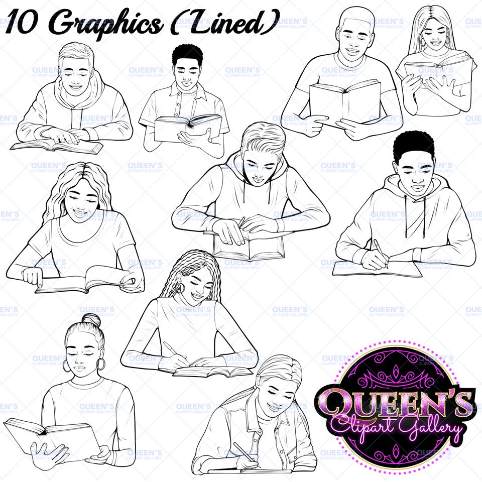 Teenagers Studying Clipart, High School Teens Clipart, Teens Clipart, Students Clipart, Teenagers Studying