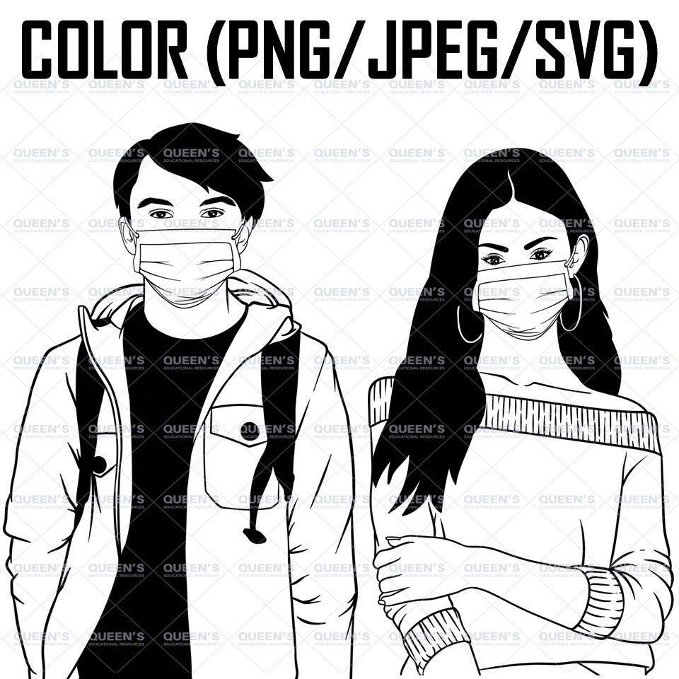 Teens in masks, Masks, Teenagers, Faces with masks clipart, Masks, Face mask clipart, Teenager girl clipart, Face covering, Teenagers, Teens