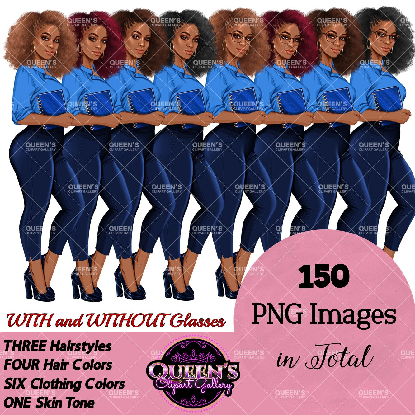 Planner girl clipart, Lady boss clipart, Afro girl clipart, Fashion girl clipart, Teacher clipart, Black girl magic, African American woman