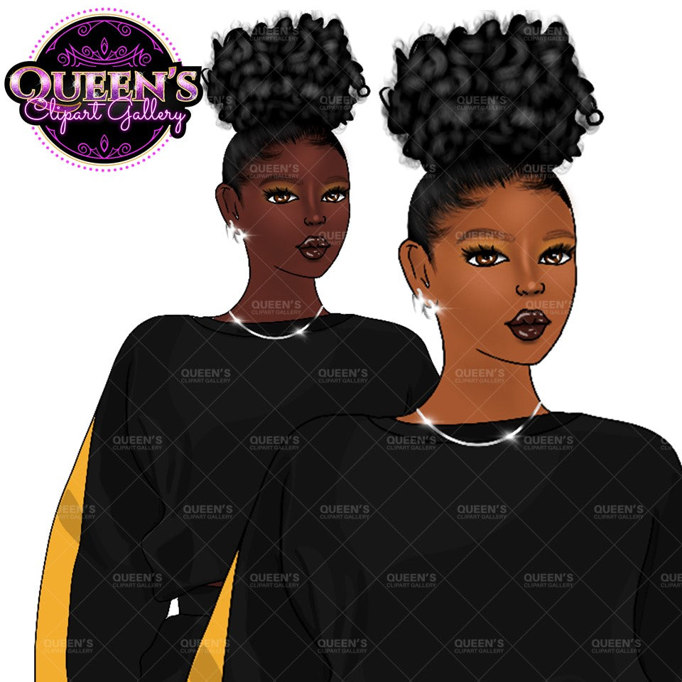 Cozy girl Clipart, Afro girl clipart, Fashion girl clipart, Black woman clipart, Pajama girl clipart, Relax at home clipart, Afo woman
