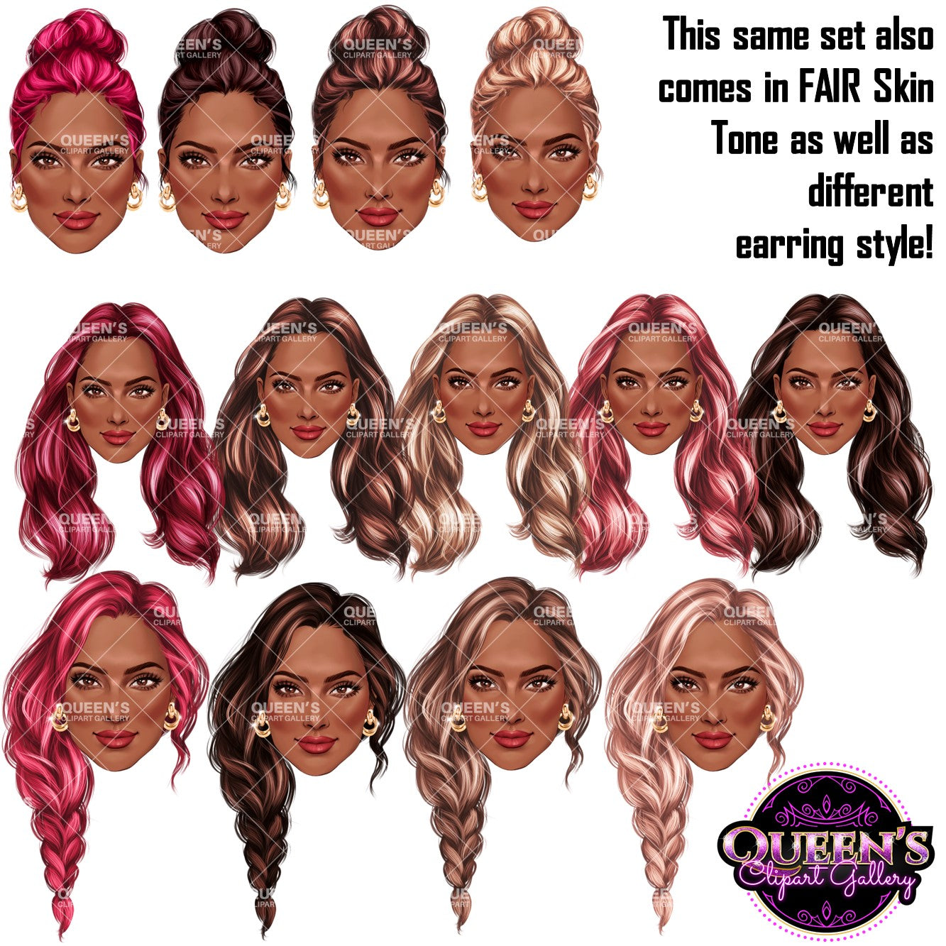 Woman face clipart, Hairstyles clipart, Face clipart, Face chart, Beauty clipart, Fashion clipart, Fashion girl clipart, Fashion PNG, Face