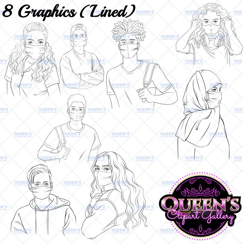 Teenagers wearing masks, Masks clipart teens, Clipart teens, Teenagers, Faces with masks Clipart, Masks, Face mask clipart, Teenager girl clipart, Back to school