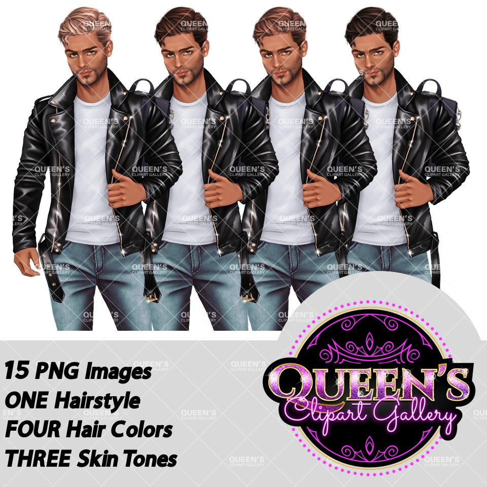 Man clipart, Boyfriend clipart, Man in leather jacket clipart, Boy clipart, Male clipart, White man clipart, Cute Guy Clipart, Husband