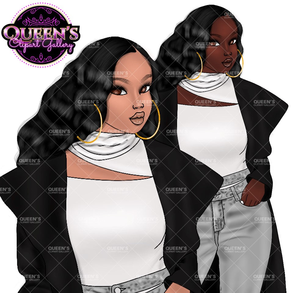 Afro girl clipart, Fashion illustration clipart, Black woman clipart, Black girl magic, Fashion girl clipart, Girl boss clipart, Black girl png, Curvy woman