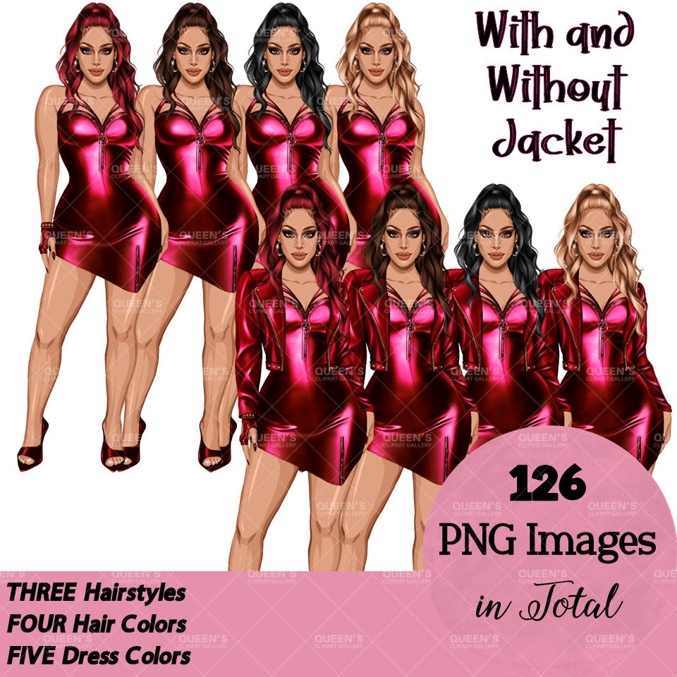 Woman in leather dress, Girl boss, Lady boss, Woman clipart png, Fashion girl clipart, Fashion illustration clipart, Curvy girl clipart