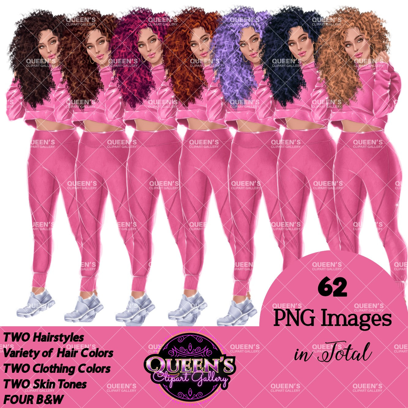 Fitness Graphics, Gym Girl, Sport Girl Clipart, Woman workout, Curvy Girl Clipart, Afro Woman, Fashion Girl, Fashion Illustration Clipart