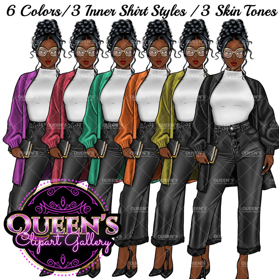Denim girl clipart, Black girl magic, Fashion girl clipart, African American woman, Afro girl clipart, Girl boss, Teacher clipart, Boss lady
