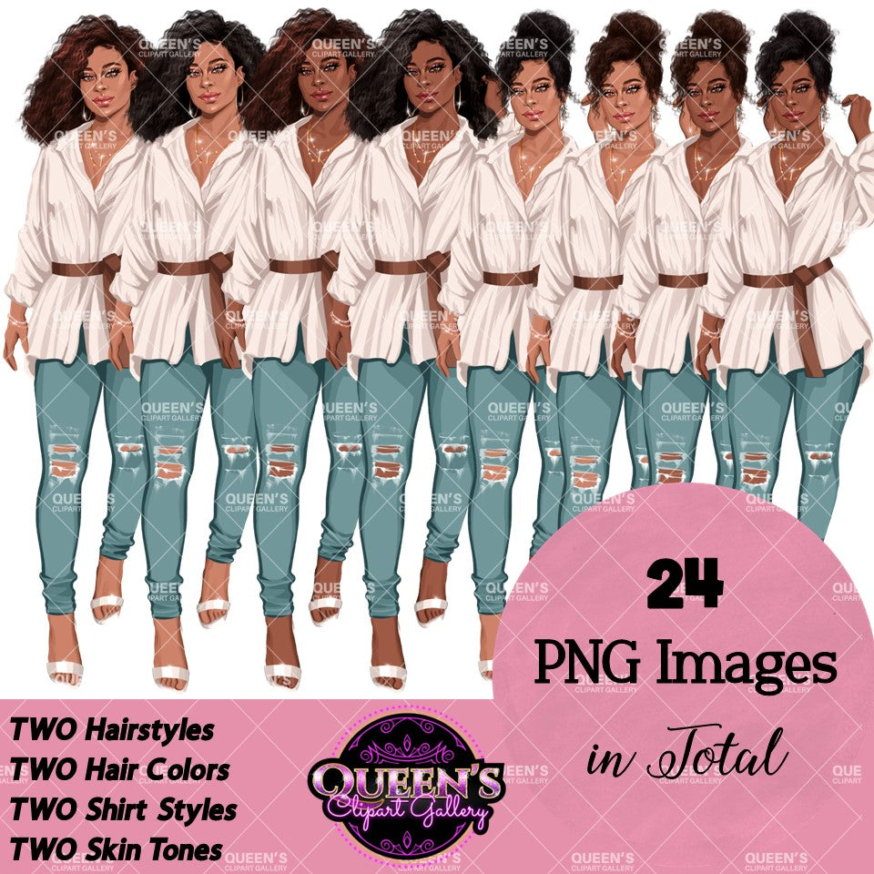 Denim jeans girl, Jeans girl clipart, Fashion girl clipart, Afro girl clipart, Lady boss, Denim girl, Fall girl clipart, Fashion illustration