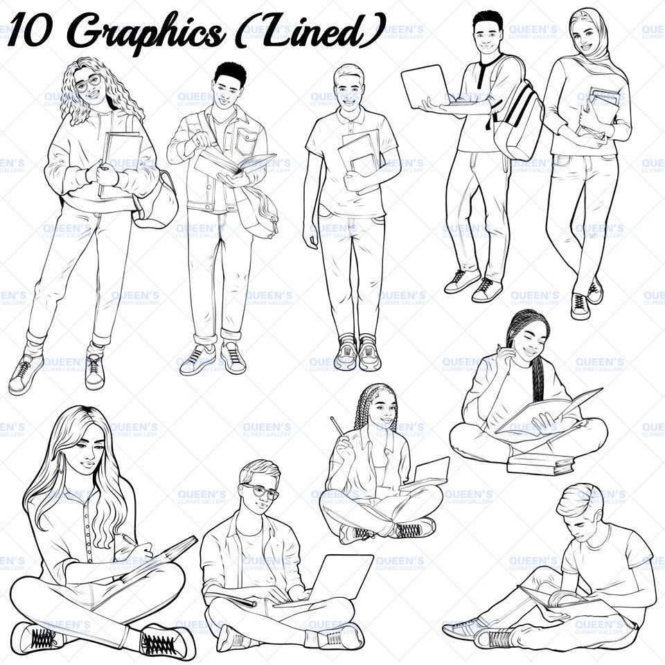 High school teenagers, Mature teenagers, Adolescent, Clipart teens, Tweens, School students, College students, School, Teenager girl clipart, Teenager boy, Student boy clipart, Back to School, Students, Books