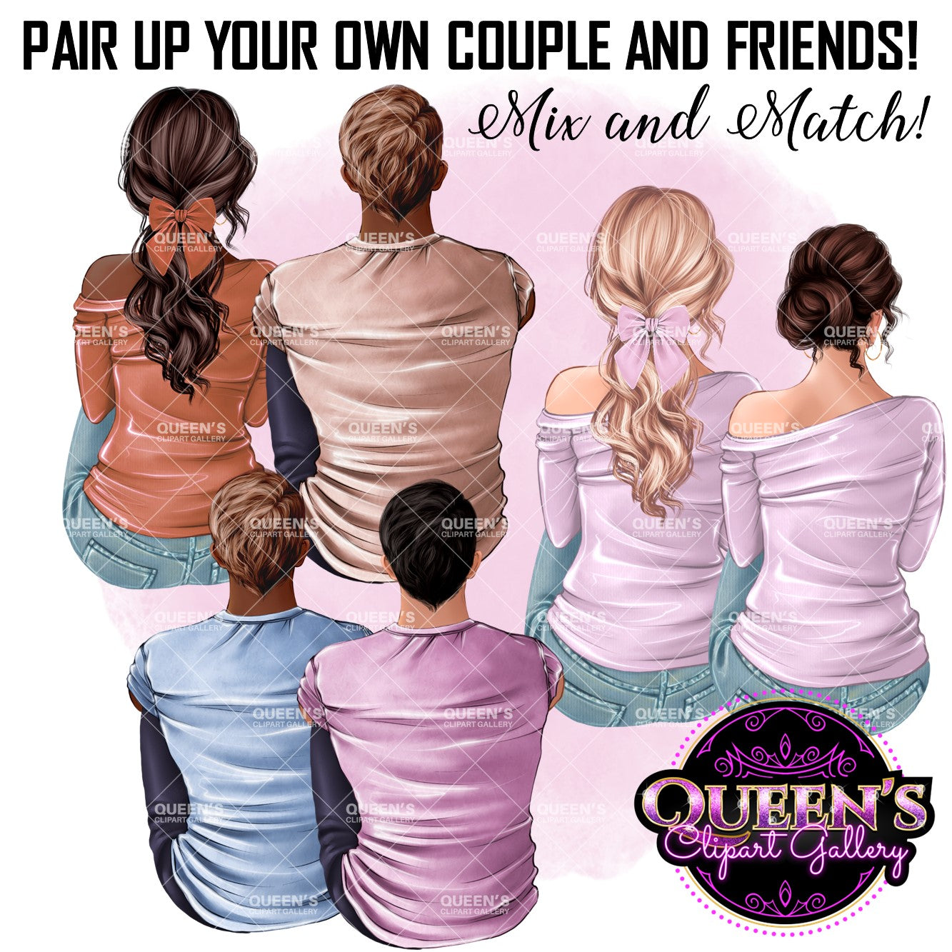 Couple clipart, Friends clipart, Boyfriend clipart, Fashion couple, Family clipart, Custom girlfriend and boyfriend clipart, Lovers clipart