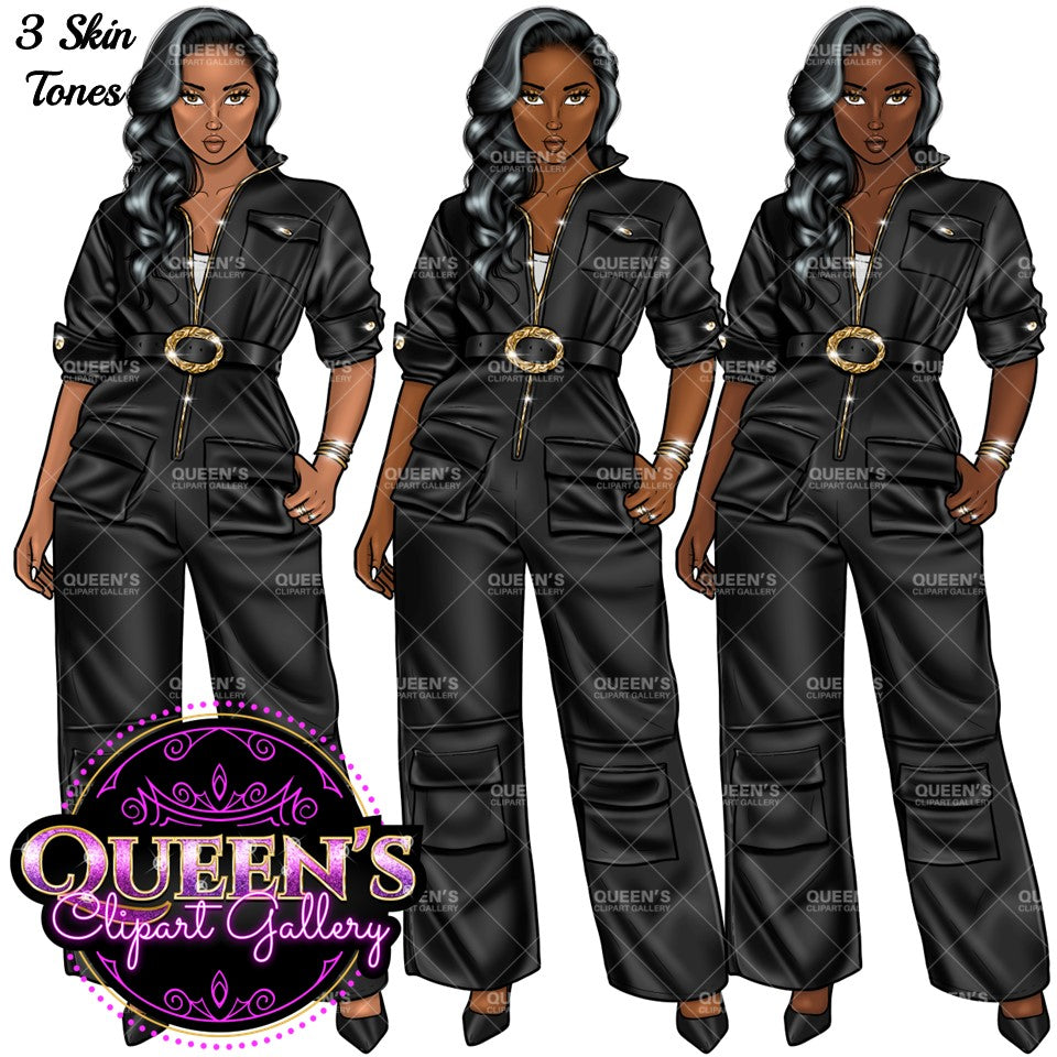 Denim girl clipart, Woman in Bodysuit, Fashion girl clipart, Black girl magic, African American woman clipart, Afro girl clipart Curvy girl