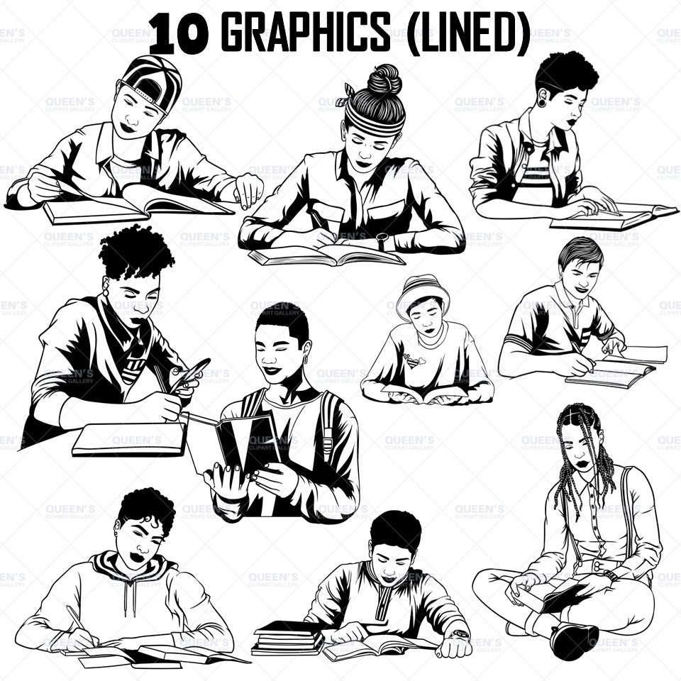 LGTBQ Teenagers Reading and Writing, LGTBQ Clipart, Rainbow Flag PNG, Pride Month Clipart, Gay Pride PNG, Lesbian, Diversity, Rainbow Clipart, Teens