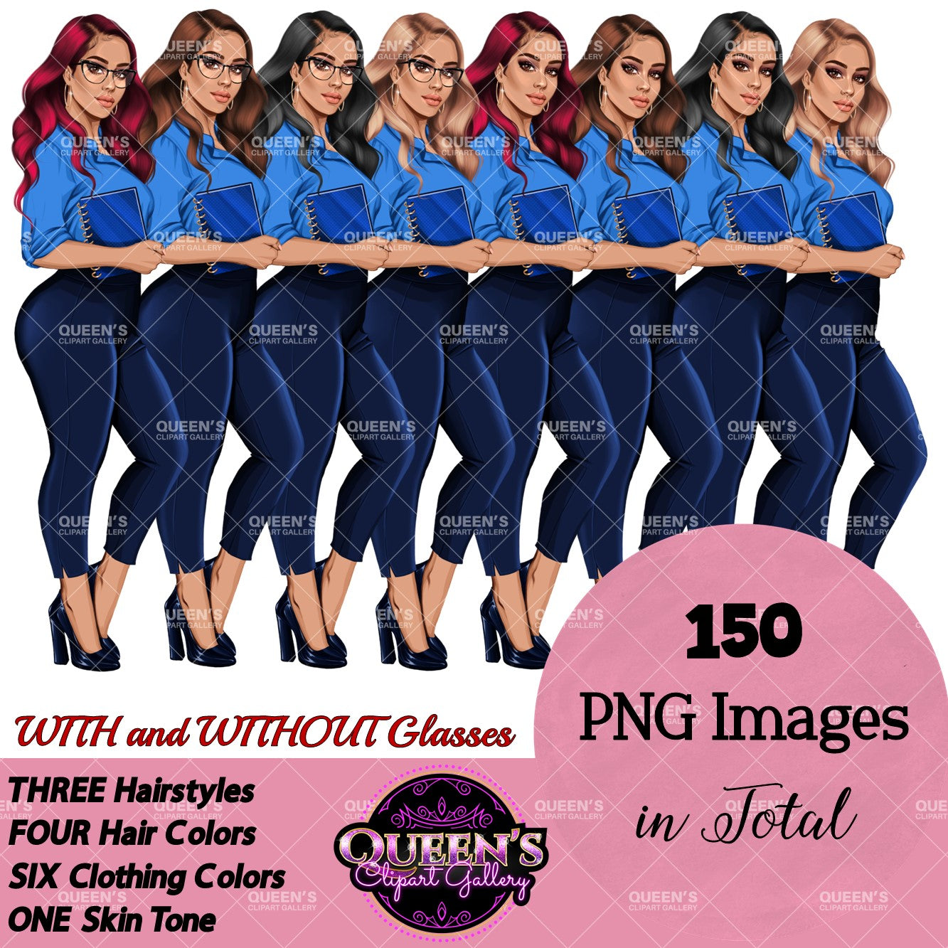 Planner girl clipart, Lady boss clipart, Afro girl clipart, Fashion girl clipart, Teacher clipart, Black girl magic, African American woman