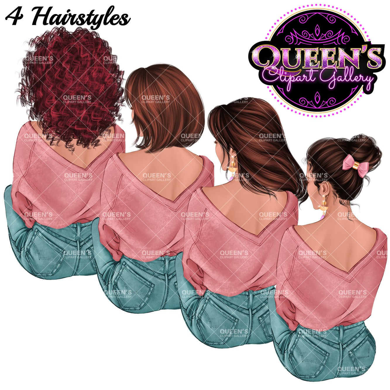 Best friends clipart, Soul sisters clipart, Besties clipart, Friends clipart, Bff clipart, Afro girls clipart, Friendship clipart, Denim girls