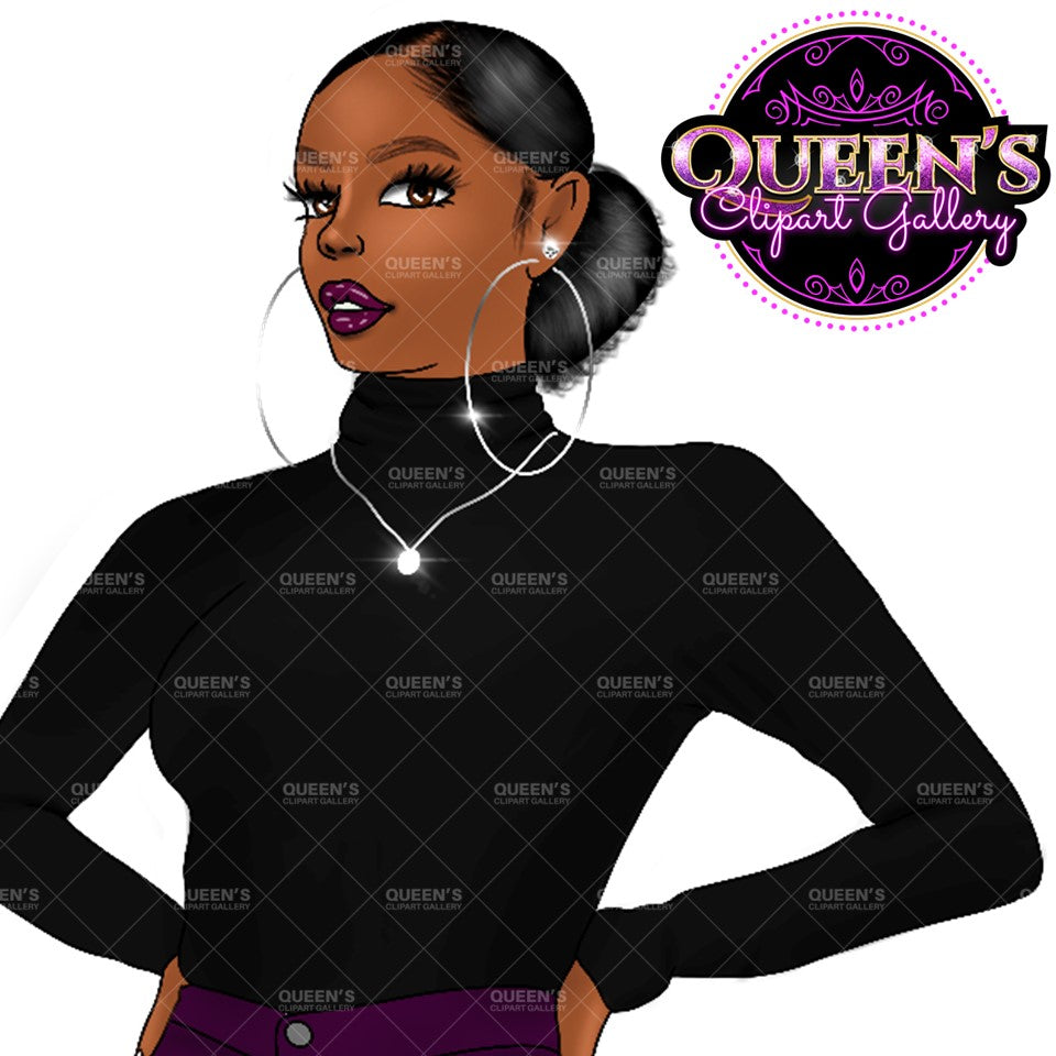 Curvy Denim Girls, Jeans Girl Clipart, Curvy girl clipart, Afro Woman clipart, Black girl magic, Girl boss clipart, African American woman