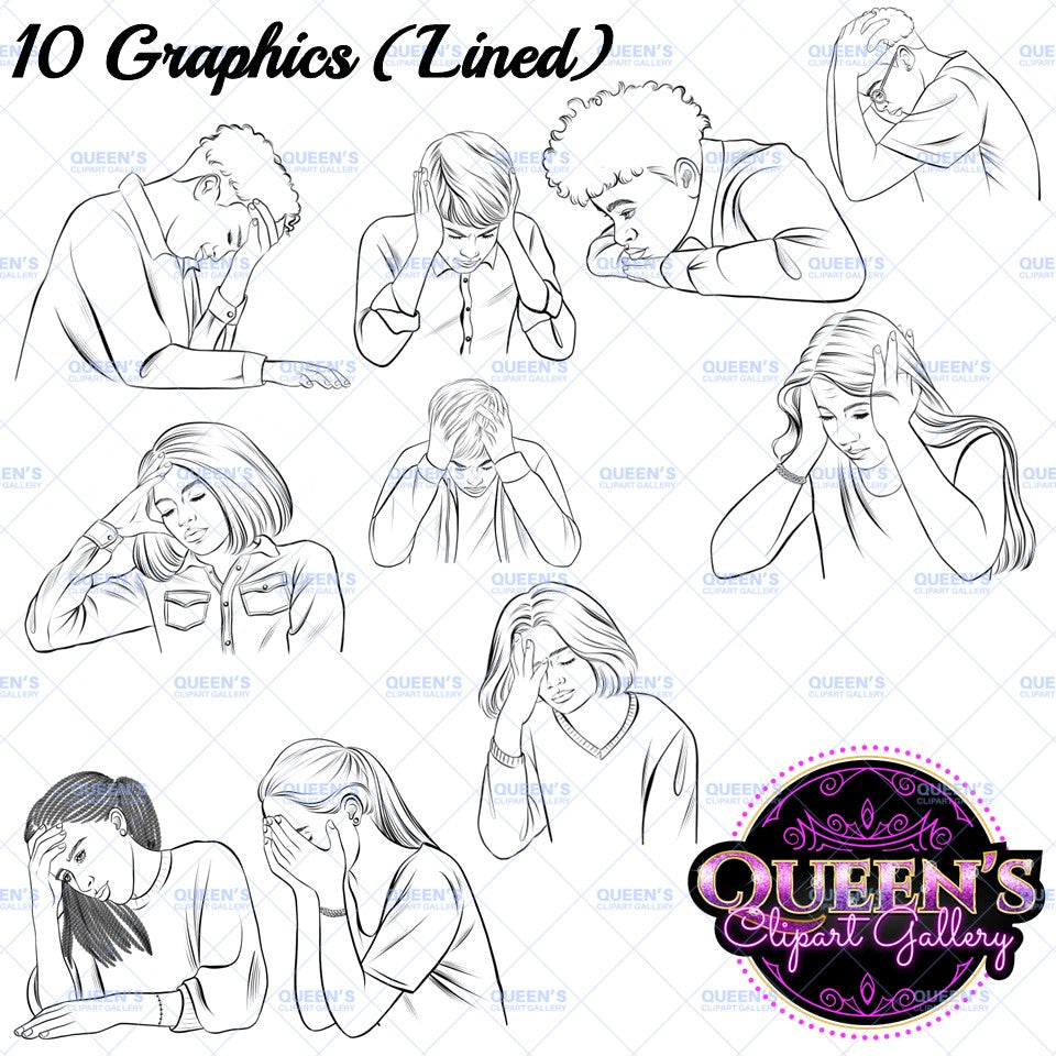 Stressed teenagers clipart, Emotional Teens Clipart, Teenagers, Teenagers in school, Back to school, Students, Emotions, Afro Teens Clipart