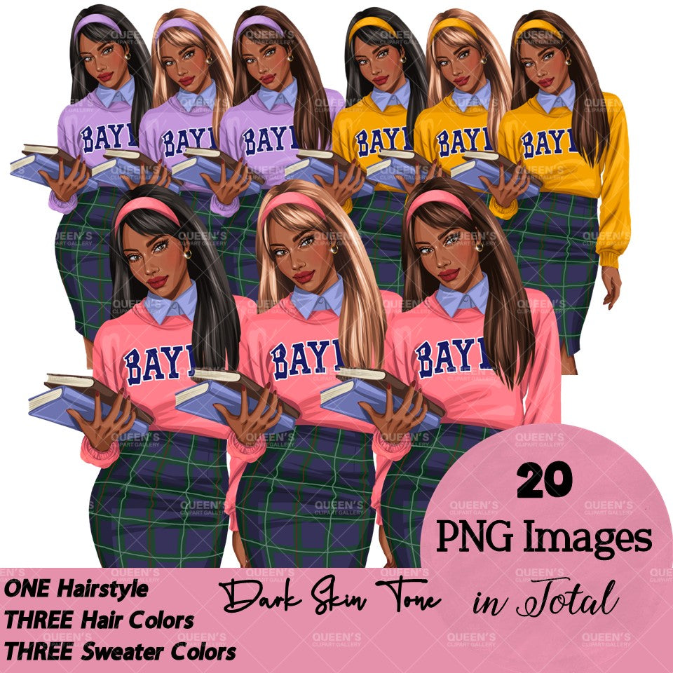 School girl clipart, Fashion girl clipart, Fashion illustration clipart, High school student clipart, Teenager clipart, Woman clipart, Curvy girl png, Girl boss, Planner girl