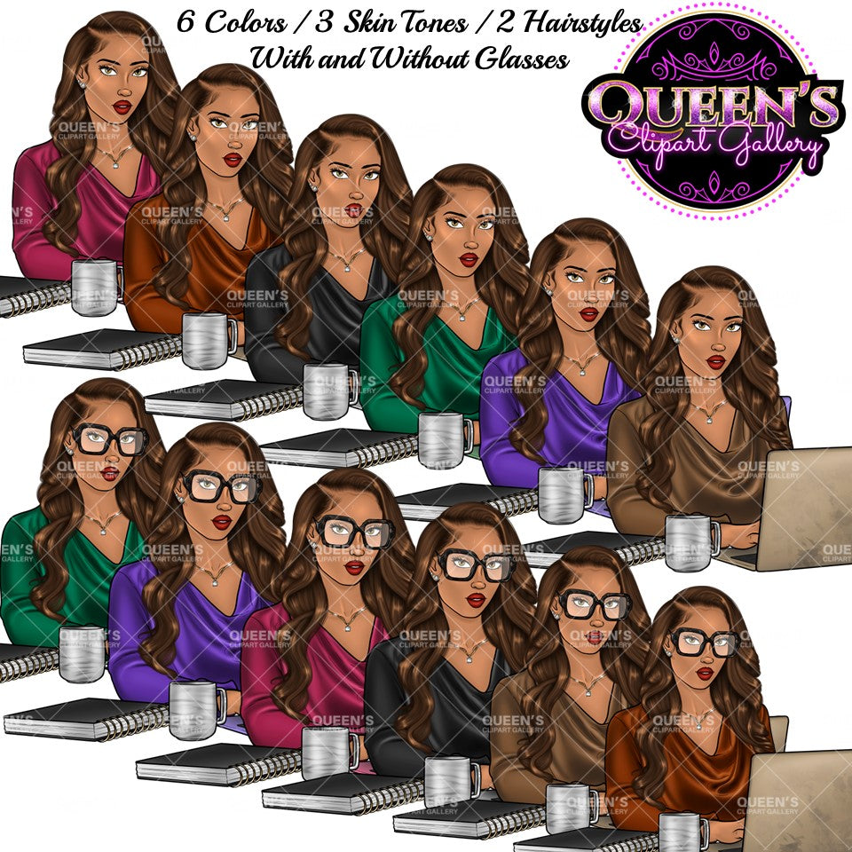 Work life clipart, Afro girl clipart, Woman on Computer, Black woman clipart, Black girl magic, Fashion girl, Boss woman clipart, Black girl