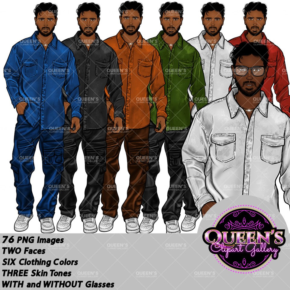 Man clipart, Handsome man clipart, Boyfriend clipart, Casual man clipart, Male clipart, African American man clipart, Black man clipart