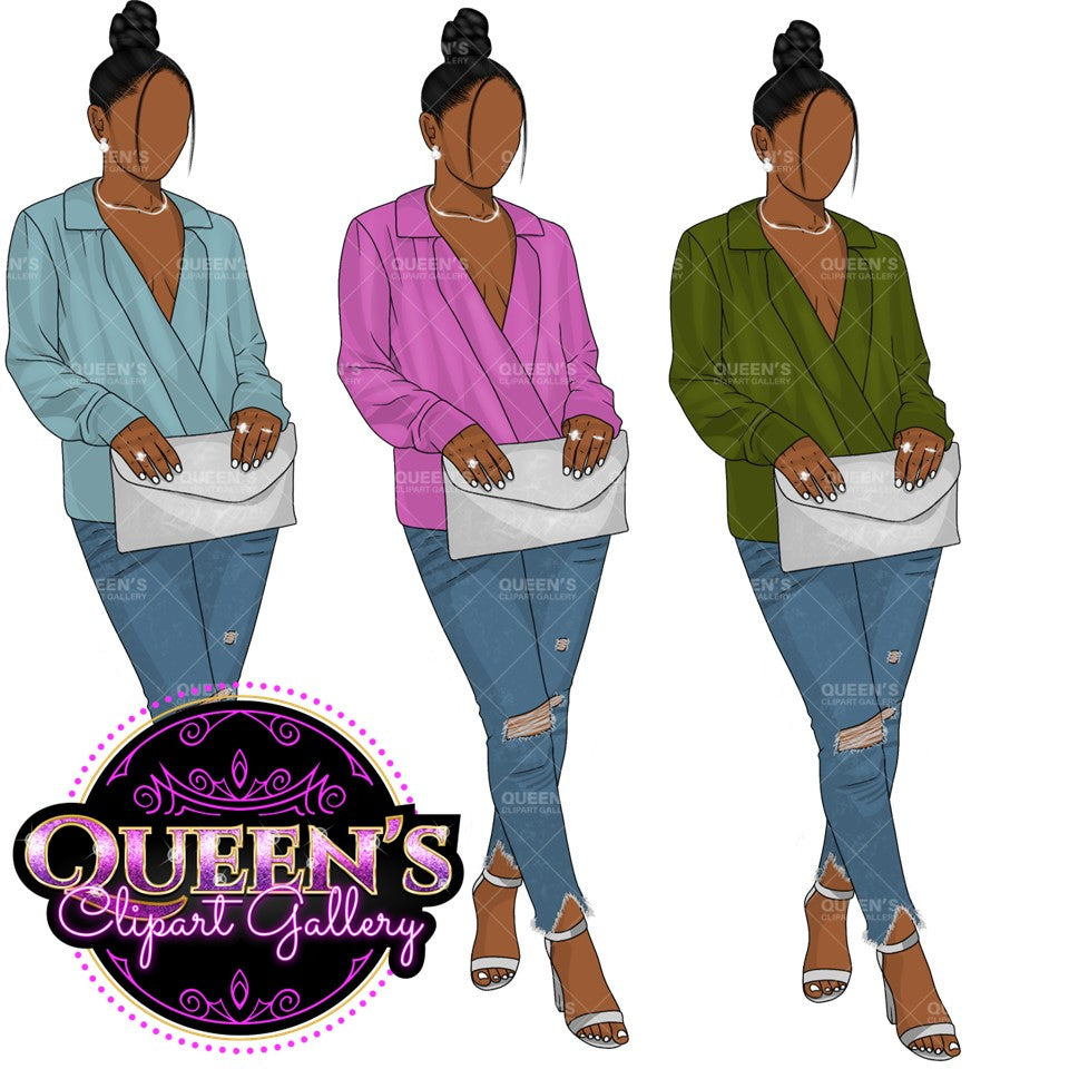 Denim Jeans girl, Afro girl clipart, Black woman clipart, Black girl magic, Fashion girl clipart, Jeans girl clipart, African Amercian woman