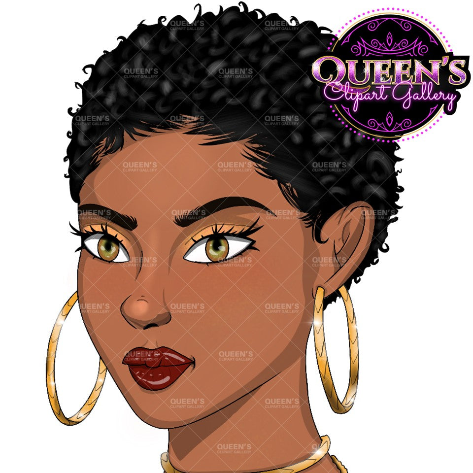Woman Face, Afro Face Clipart, Face Clipart, African American Woman Face Clipart, Black Girl Magic, Fashion Girl, Clipart, Head Clipart