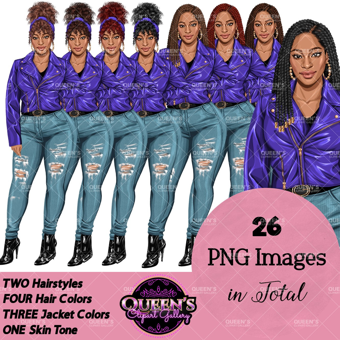 Denim girl clipart, Fashion girl clipart, Jeans girl clipart, Fashion illustration, Curvy girl clipart, Afro girl, African American woman