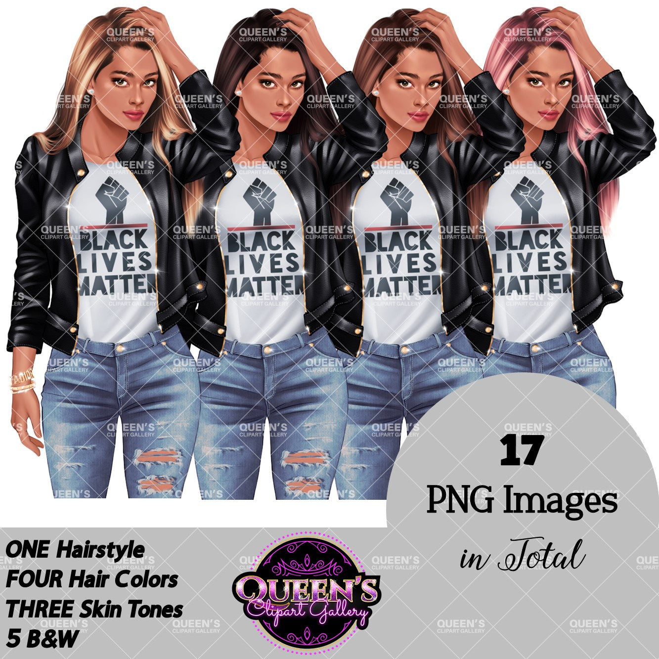 Black Lives Matter clipart, Power girl clipart, Hands up clipart, BLM, Black lives, Juneteenth clipart, Girl Power, Fashion girl clipart, Denim jeans girl